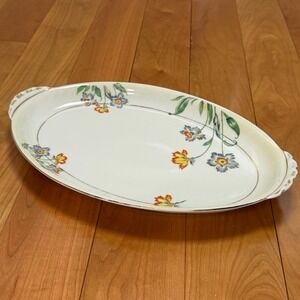 Vintage AMC Germany Oval Platter | Hand-Painted Floral Serving Dish (12.5)